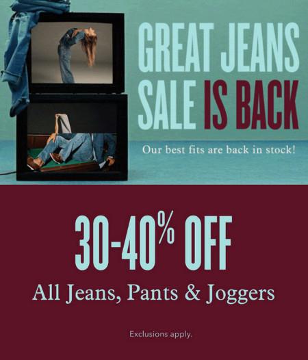 30-40% off All Jeans, Pants and Joggers