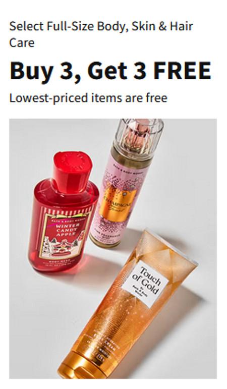 Select Full-Size Body, Skin and Hair Care Buy 3, Get 3 Free