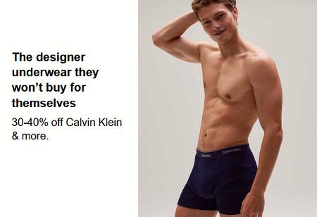 Men's Underwear 30-40% off Calvin Klein and More