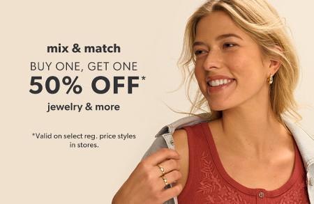 Buy One, Get One 50% off Jewelry and More