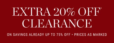 Extra 20% Off Clearance on Savings Already Up to 75% Off