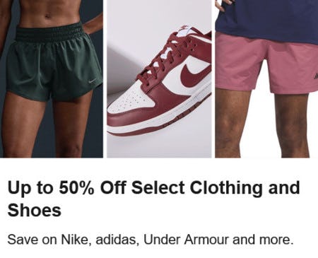 Up to 50% Off Select Clothing and Shoes