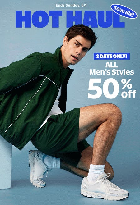50% off All Men's Styles