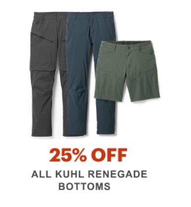 25% Off All KUHL Renegade Bottoms