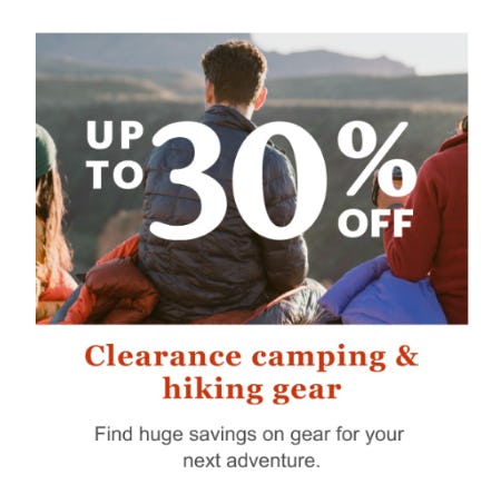 Up to 30% Off Clearance Camping & Hiking Gear