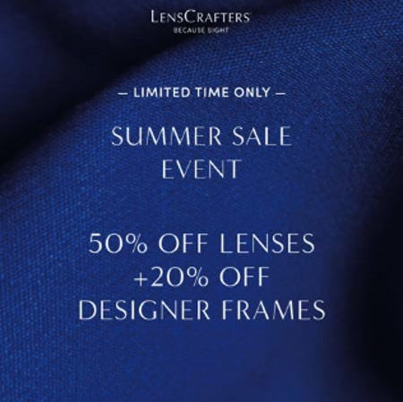 50% OFF LENSES + 20% OFF DESIGNER FRAMES