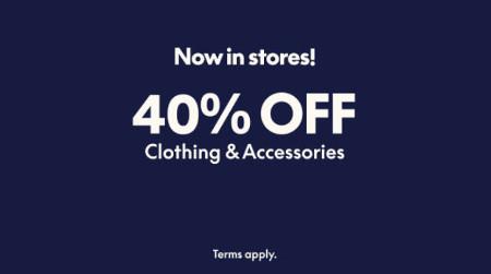 40% off Clothing and Accessories