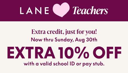 Teacher Appreciation Extra 10% off Your Purchase With Valid I.D.