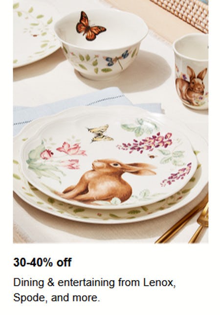 30-40% off Dining and Entertaining From Lenox, Spode, and More