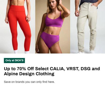 Up to 70% Off Select CALIA, VRST, DSG and Alpine Design Clothing