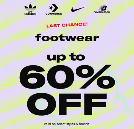 Up to 60% off Footwear