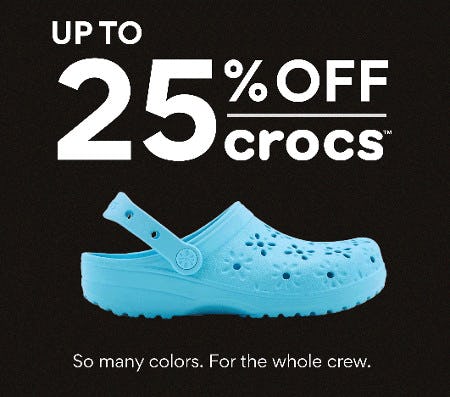 Up to 25% off Crocs