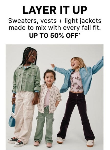 Sweaters, Vest and Light Jackets Up to 50% off