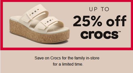 Up to 25% off Crocs