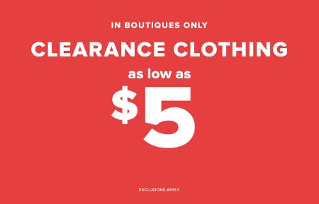 Clearance Clothing As Low as $5
