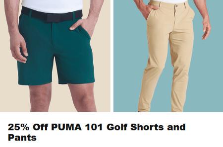 25% Off PUMA 101 Golf Shorts and Pants