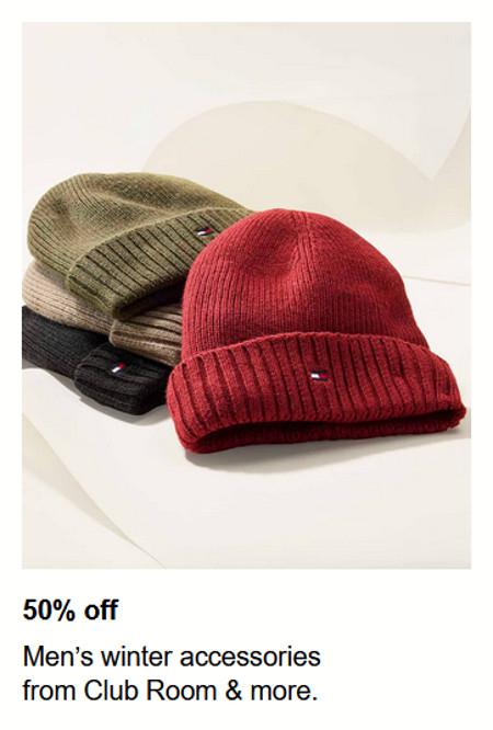 50% off Men's Winter Accessories From Club Room and More