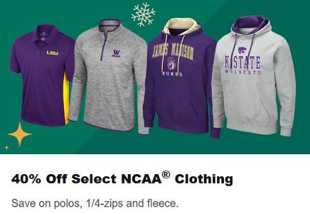 40% Off Select NCAA Clothing