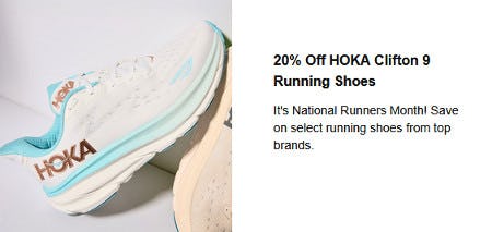 20% Off HOKA Clifton 9 Running Shoes