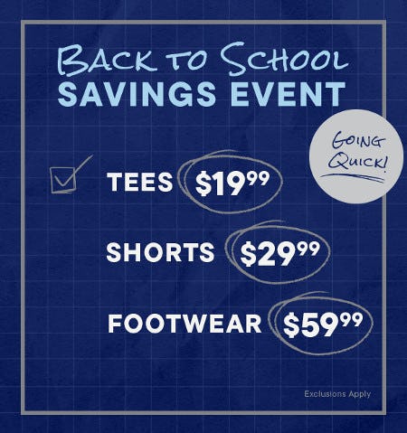Back to School Savings Event