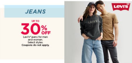 Up to 30% Off Levi's Jeans For Men and Women