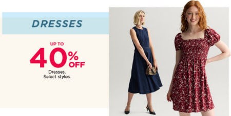 Dresses Up to 40% Off