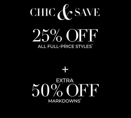 25% off All Full-Price Styles Plus Extra 50% off Markdowns