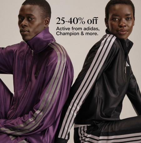 25-40% off Active from adidas, Champion and More