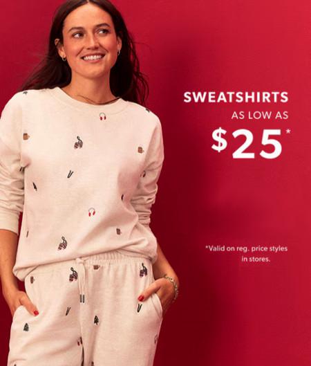 Sweatshirts As Low as $25