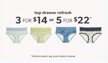 3 for $14 or 5 for $22 Panties