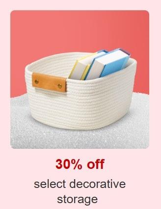 30% Off Select Decorative Storage