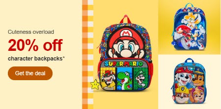 20% Off Character Backpacks
