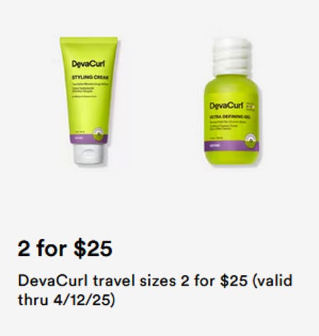 DevaCurl Travel Sizes 2 for $25