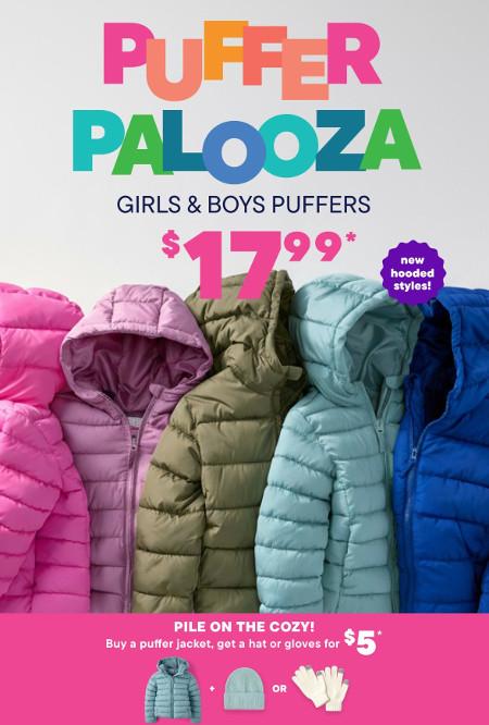Buy 1 Puffer, Get $5 Hat or Gloves