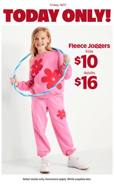 $16 Fleece Joggers for Adults and $10 for Kids