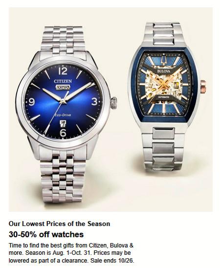 30-50% off Watches