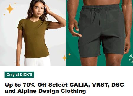 Up to 70% Off Select CALIA, VRST, DSG and Alpine Design Clothing