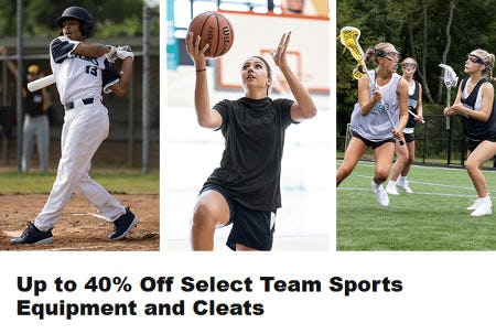 Up to 40% Off Select Team Sports Equipment and Cleats