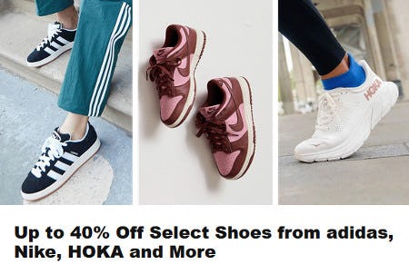 Up to 40% Off Select Shoes from adidas, Nike, HOKA and More