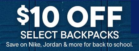 $10 off Select Backpacks