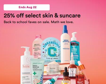 25% off Select Skin and Suncare