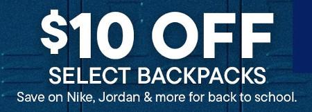 $10 off Select Backpacks