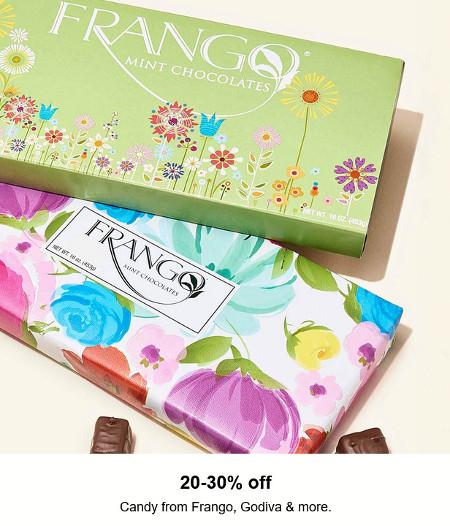 20-30% off Candy from Frango, Godiva and More