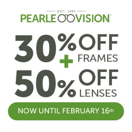 30% off frames and 50% off lenses