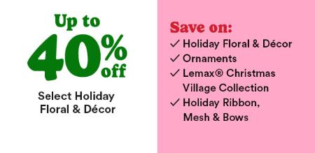 Up to 40% Off Select Holiday Floral & Décor