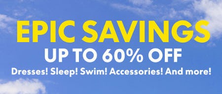 Epic Savings Up to 60% off