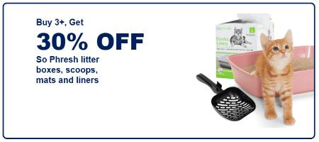 Buy 3+, Get 30% Off So Phresh Litter Boxes, Scoops, Mats and Liners