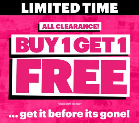 All Clearance Buy 1, Get 1 Free