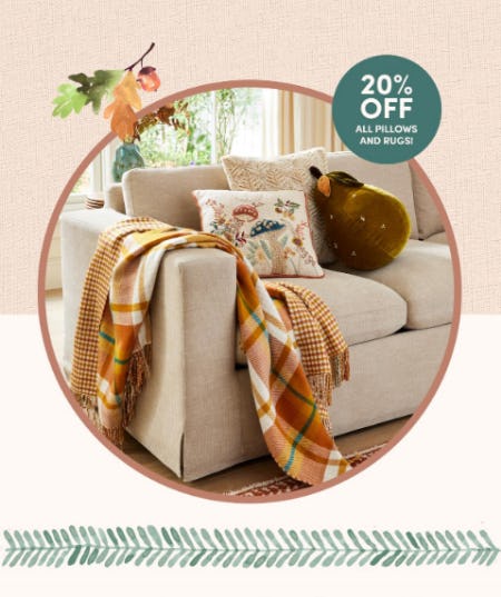 20% Off All Pillows and Rugs