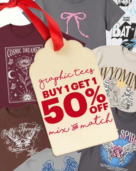 Buy 1, Get 1 50% off Graphic Tees